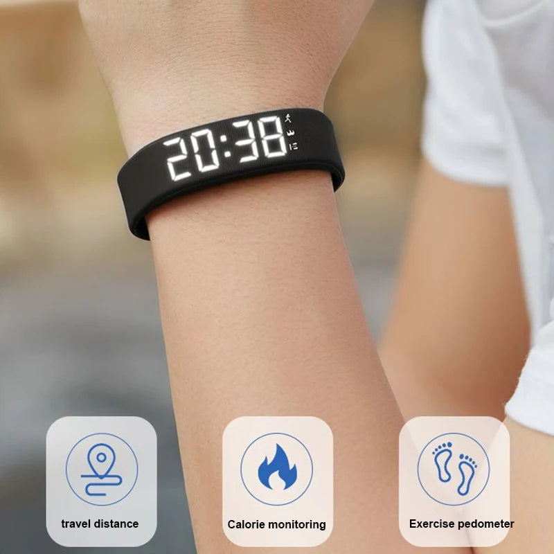 Smart Waterproof Fitness Bracelet with Pedometer & Vibration Alarm