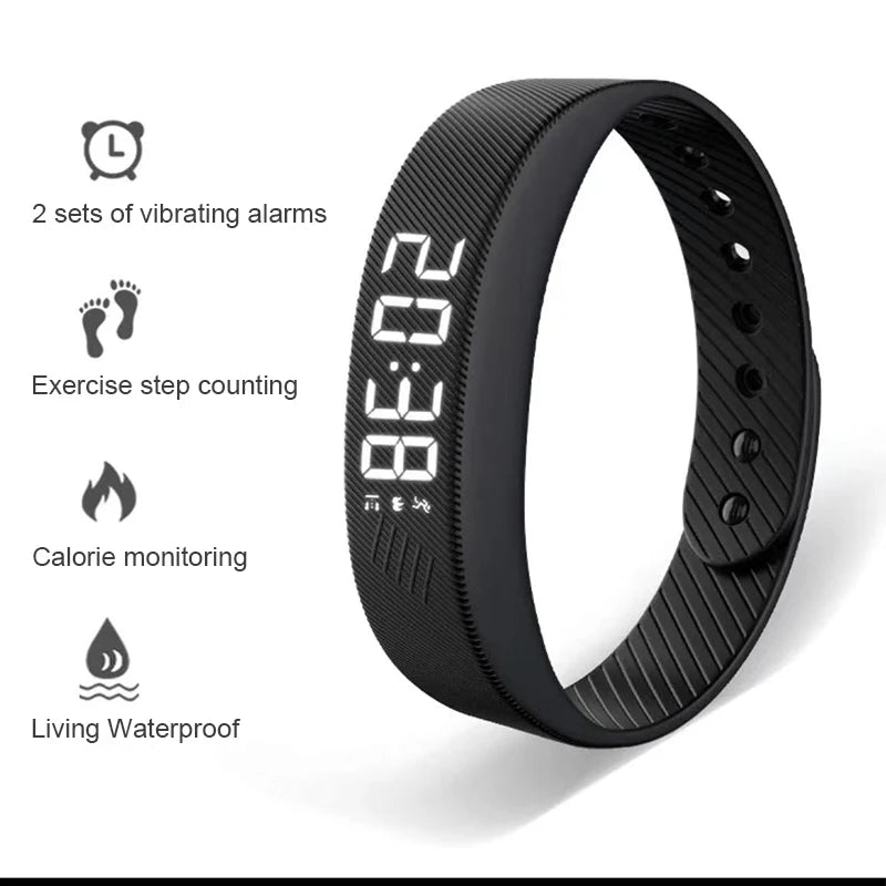 Smart Waterproof Fitness Bracelet with Pedometer & Vibration Alarm