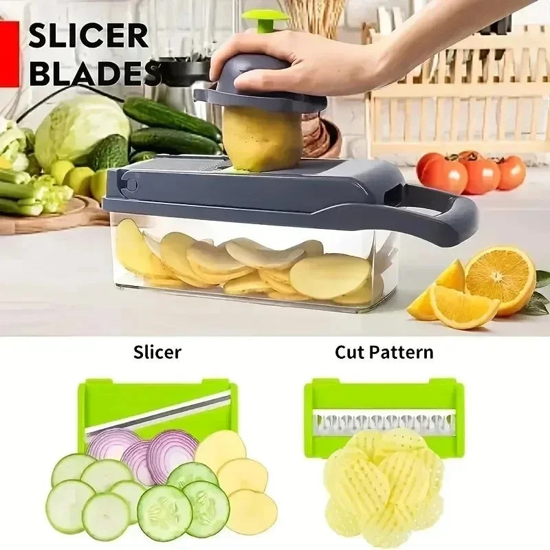 Multifunctional Vegetable Chopper &amp; Slicer with 7 Blades