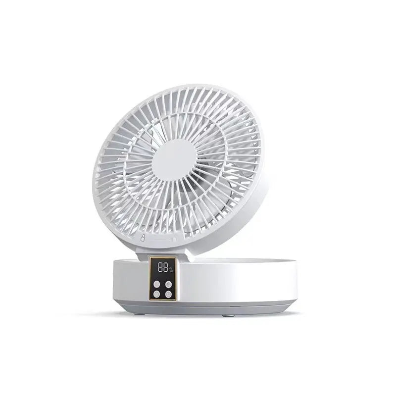 Portable Rechargeable USB Electric Folding Fan with Remote Control and Nightlight Air Cooler