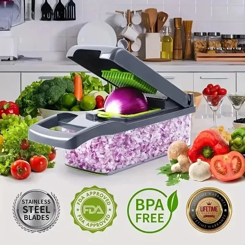 Multifunctional Vegetable Chopper &amp; Slicer with 7 Blades