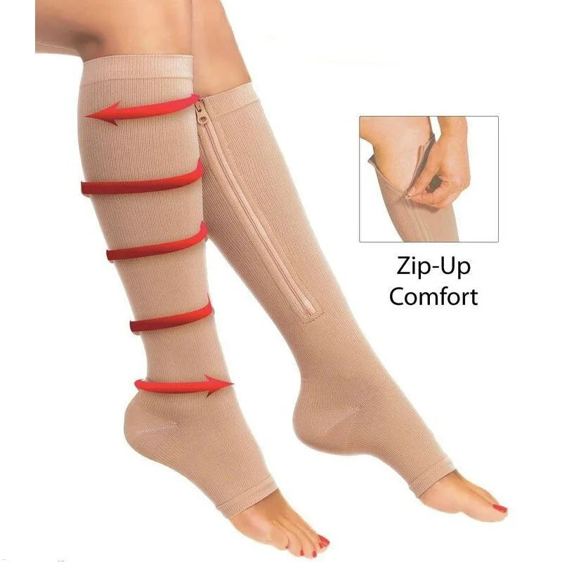 Women's Zip-Up Compression Socks for Seniors