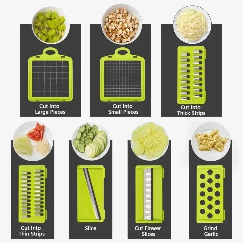 Multifunctional Vegetable Chopper &amp; Slicer with 7 Blades