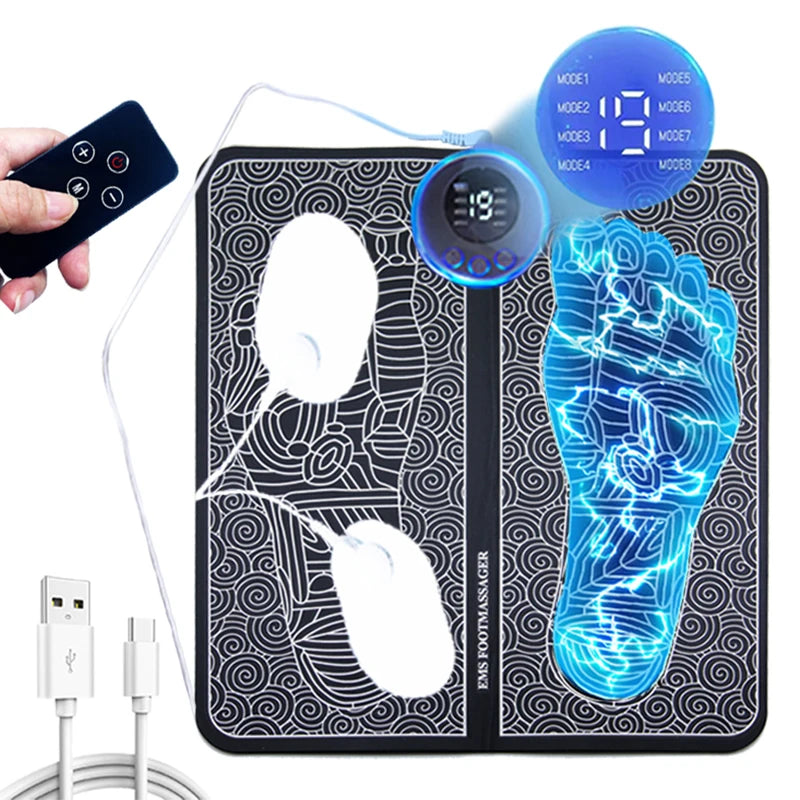 Electric Foot Massager Pad with Remote - 8 Modes & 19 Levels of Strength