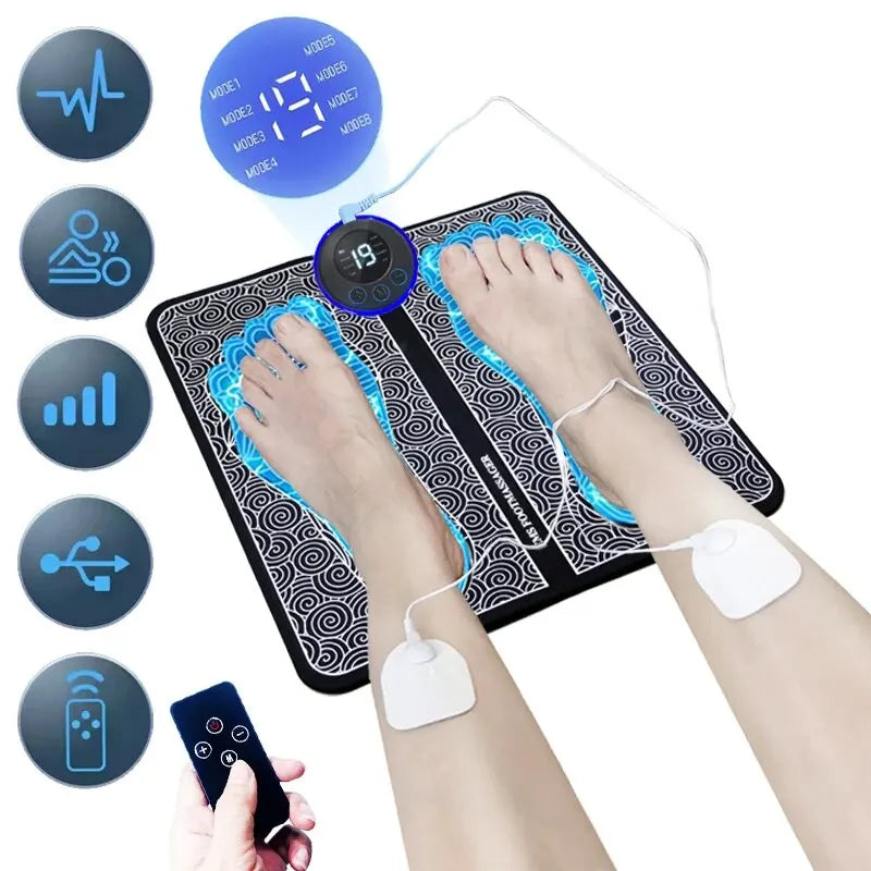 Electric Foot Massager Pad with Remote - 8 Modes & 19 Levels of Strength