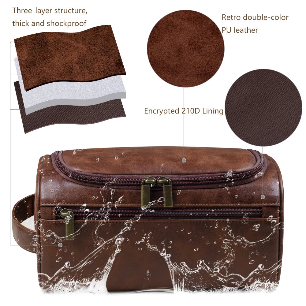 Leather Toiletry Bag for Men and Women