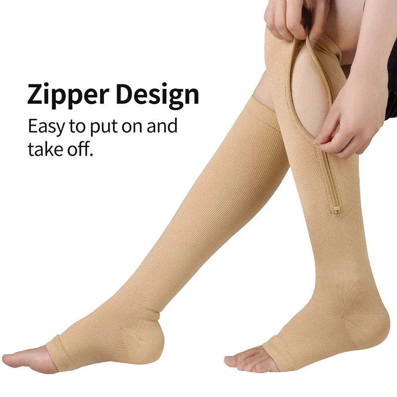 Women's Zip-Up Compression Socks for Seniors