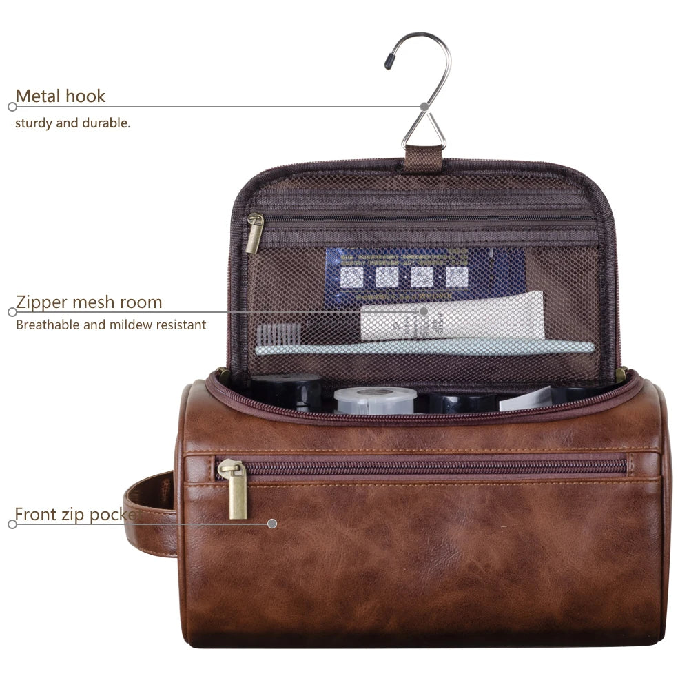 Leather Toiletry Bag for Men and Women